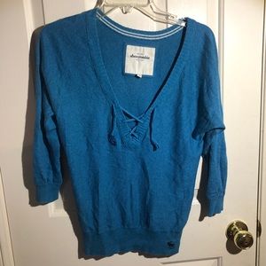 Abercrombie kids lace up sweater blouse L